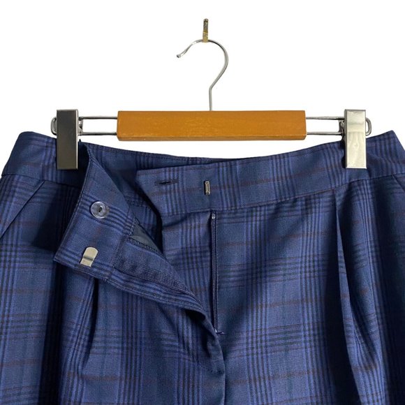 ASOS Women's Blue Pleated Plaid Ankle Pants - Picture 4 of 9